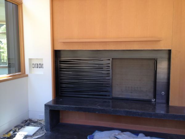 Sliding Fireplace Screen — Custom sliding fireplace screen for residence in Nicasio Valley, Ca.