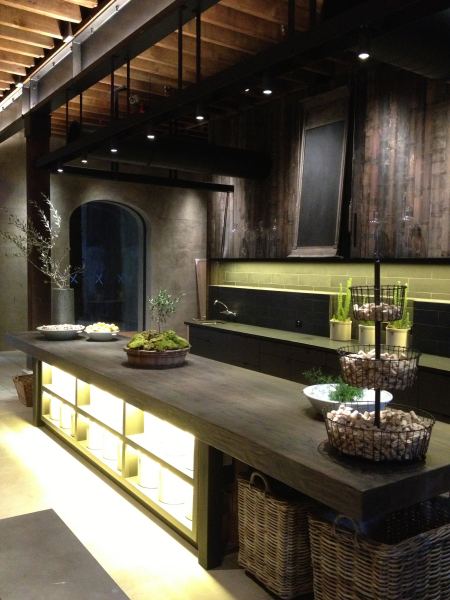 Metal Trim — Black magic patina applied to metal trim at wine bar.