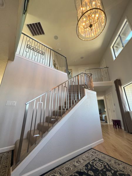 Contemporary Railing — Contemporary stainless steel railing featuring custom made pickets
