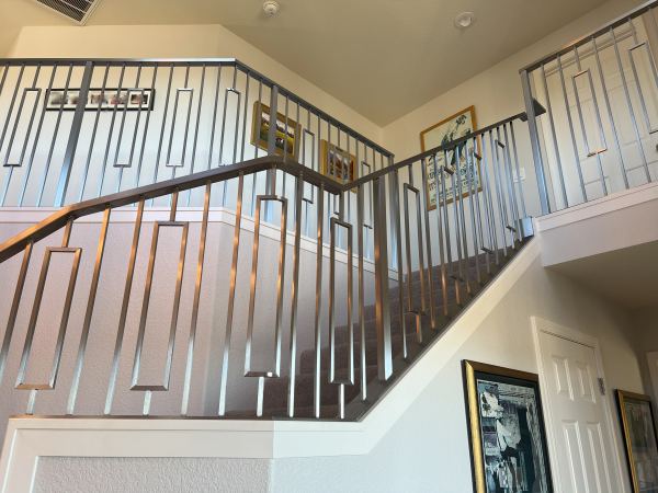 Contemporary Railing — Contemporary stainless steel railing featuring custom made pickets