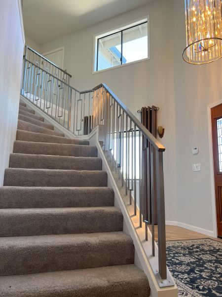 Contemporary Railing — Contemporary stainless steel railing featuring custom made pickets