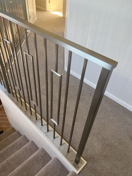 Contemporary Railing — Contemporary stainless steel railing featuring custom made pickets